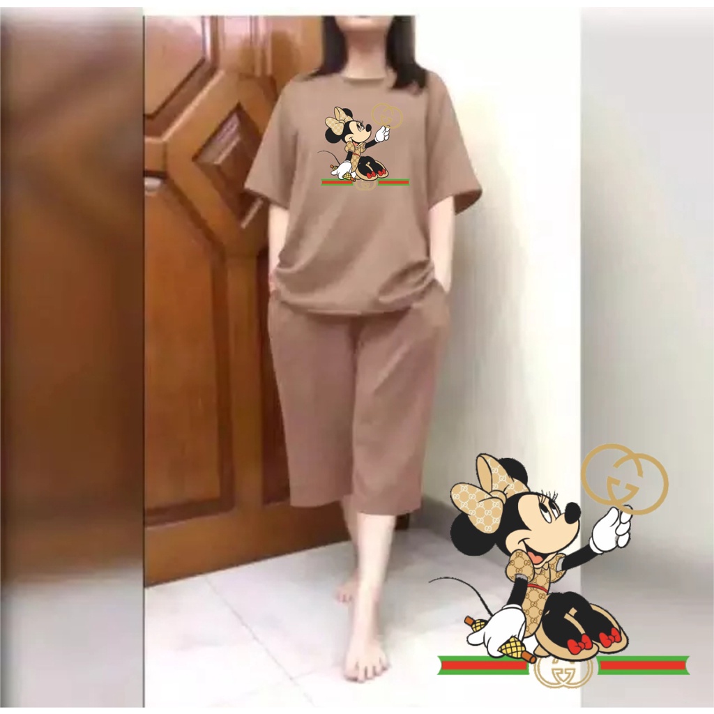 Setelan Wanita JUMBO + Celana Kulot 3/4 Big Size LD 120 Miky Mouse 02