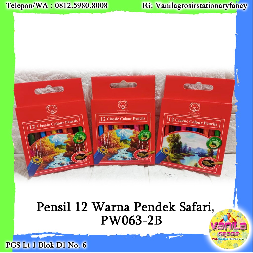 

12PCS PENSIL WARNA, PENSIL WARNA SAFARI, PENSIL WARNA PENDEK, PENSIL MEWARNAI,ALAT MEWARNAI