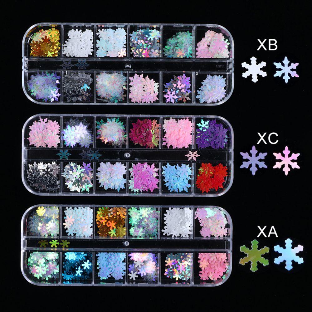 Preva 12warna/kotak Payet Kuku Penjualan Panas 3D DIY Manicure Snowflakes