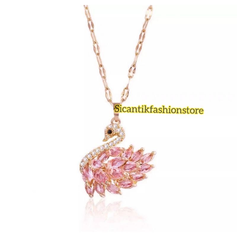 Kalung Titanium Liontin Angsa Fashion Wanita Terlaris Anti Karat Kalung Wanita Kekinian Mewah