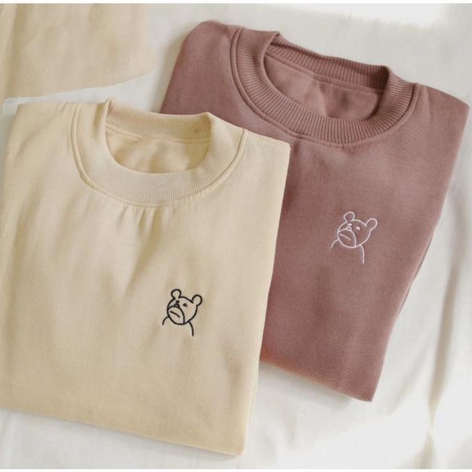 Sweater Pria Wanita Oversize/Sweater Wanita Korea Bear M-Xxl - Lilac, M Murah