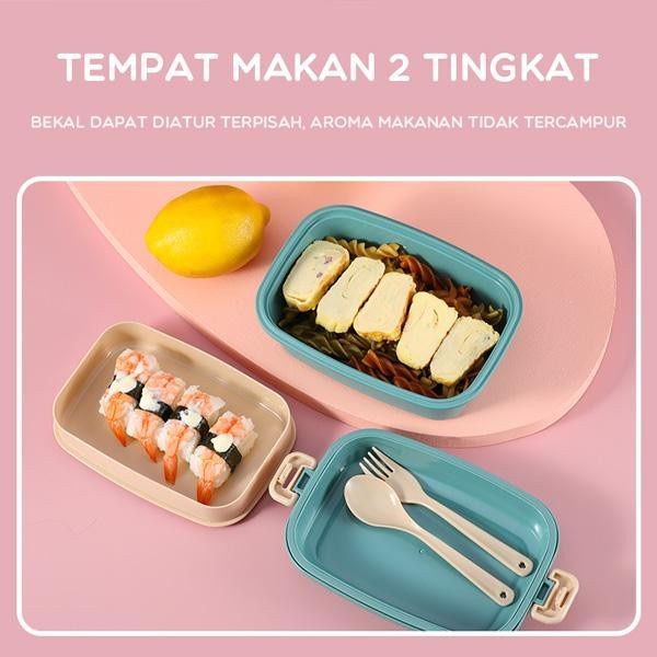 PROMO PRODUK NEW - Samono Kotak Makan Bento 2 Tingkat Microwaveable Lunch Box Susun Food Grade Material