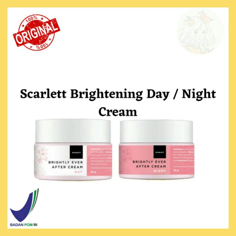Scarlett Brightening Day & Night Cream || Krim Wajah Siang / Malam Scarlett Untuk Mencerahkan Wajah