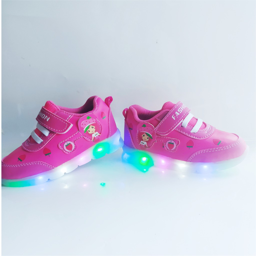 STRAWBERY CANTIK -SEPATU ANAK SNEAKER LED ANAK PREMPUAN CANTIK BISA COD 1-5 THN