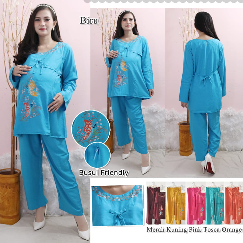 Stelan Baju Celana Bumil Bordir Bahan Viscose Lembut dan Halus Murah