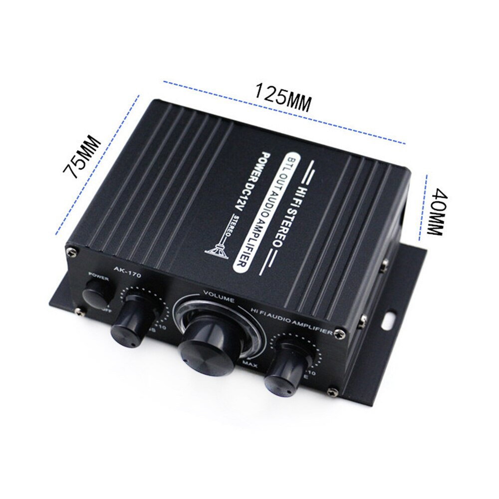 ANENG HiFi Mini Stereo Car Amplifier Treble Bass Booster AK170 HITAM