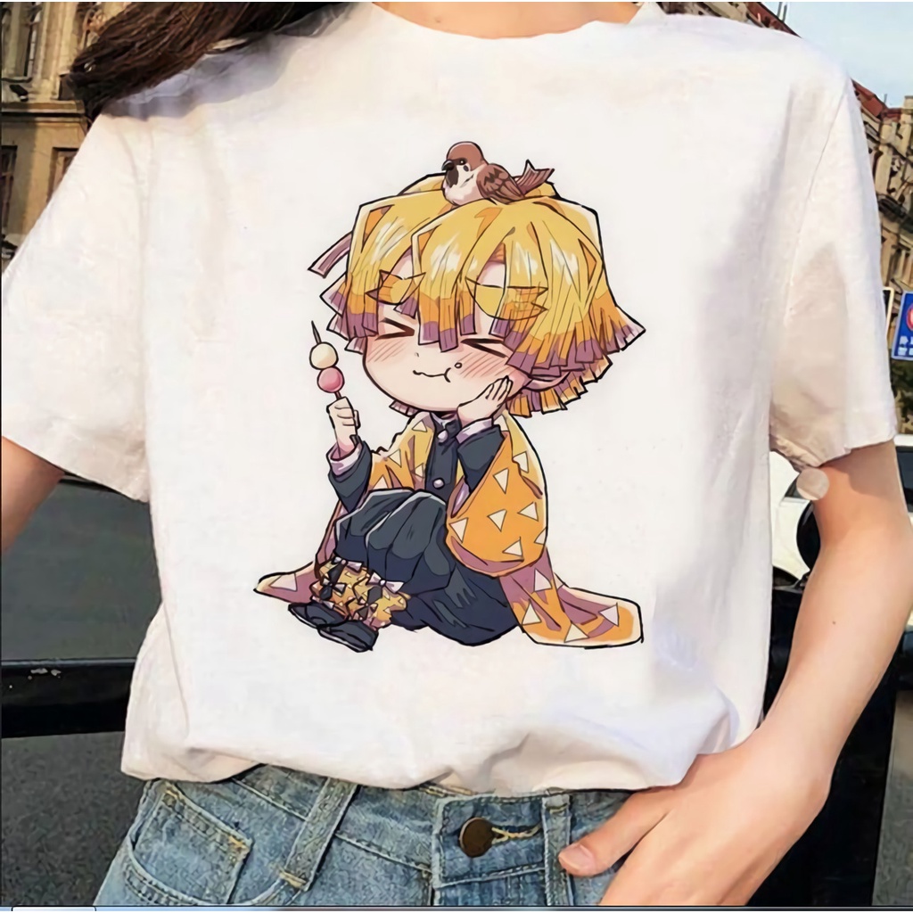 Tshirt Zenitsu Chibi White Demon slayer Kimetsu No Yaiba Unisex