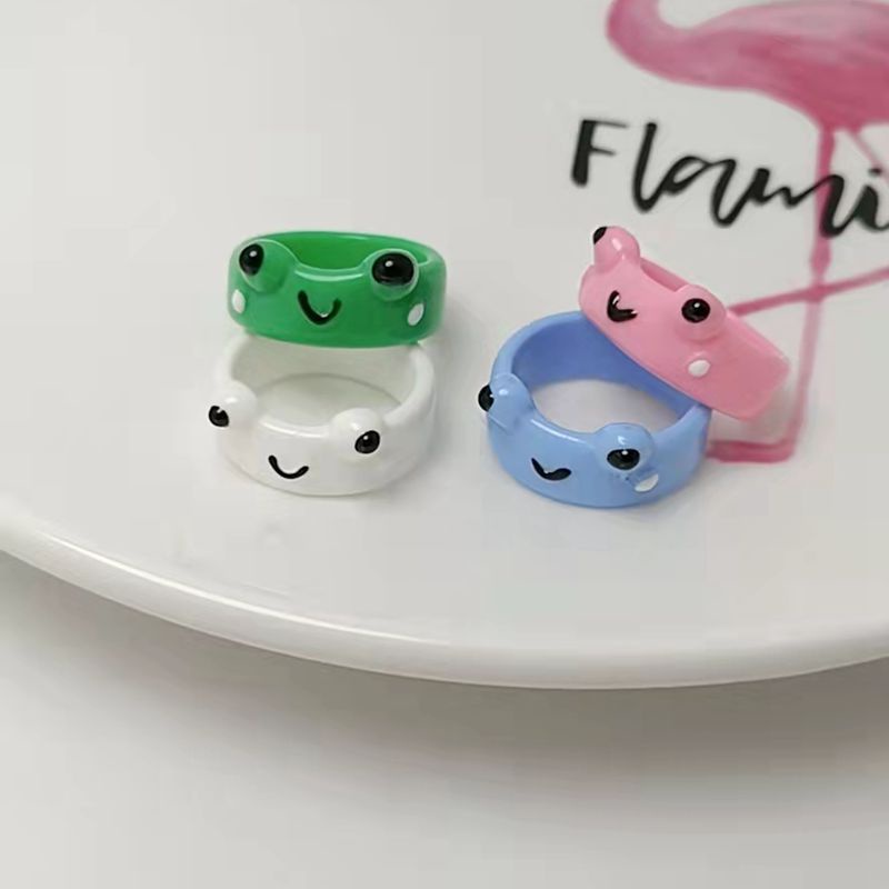 4pcs / Set Cincin Bentuk Katak Warna-Warni Untuk Wanita