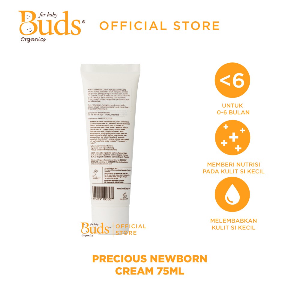 Buds Organic BCO - Precious Newborn Cream 75ml / Lotion Bayi - BABY MINISTRY