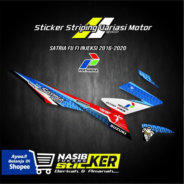 STRIPING VARIASI STICKER LIS SUZUKI SATRIA FU F150 FI INJEKSI LIVERY PERTAMINA MANDALIKA SAG RACING