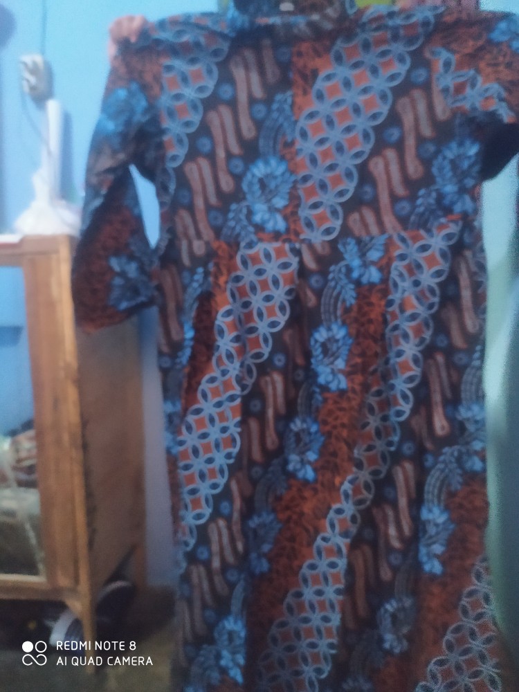 Batik Couple Gamis Busui Kombinasi Batik Couple Keluarga Katun Motif Seno Parang Biru Ori Bcp