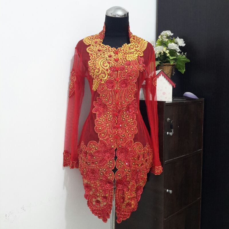 Kebaya payet JUMBO XXXXL ukuran besar atasan / kebaya ibu besan motif lily