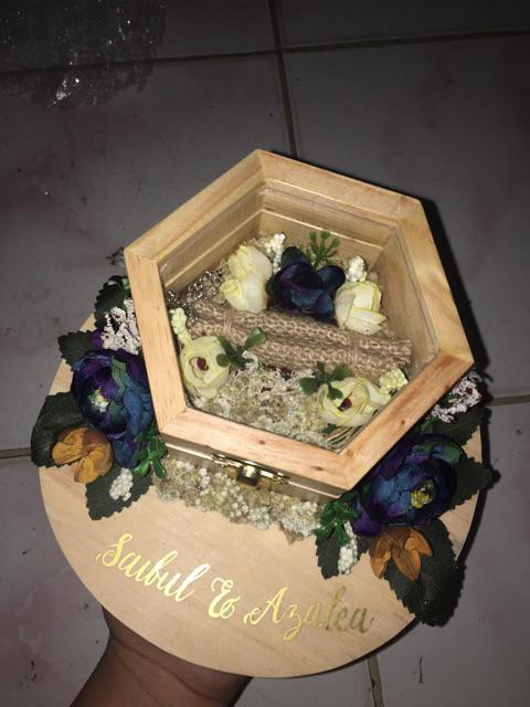 Ready Stock! Ring Bearer, Ring Box, Kotak Cincin, Seserahan -  Rustic Dengan Nama.