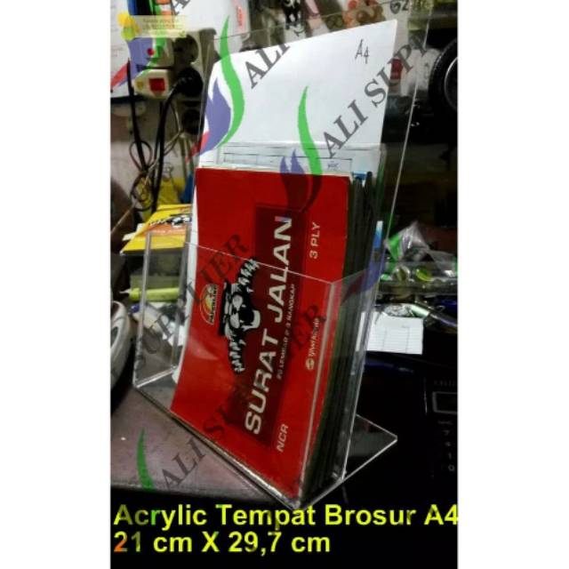 Acrylic tempat brosur A4 / Akrilik display A4 / Acrylic organizer A4 / Akrilik A4 Tent card