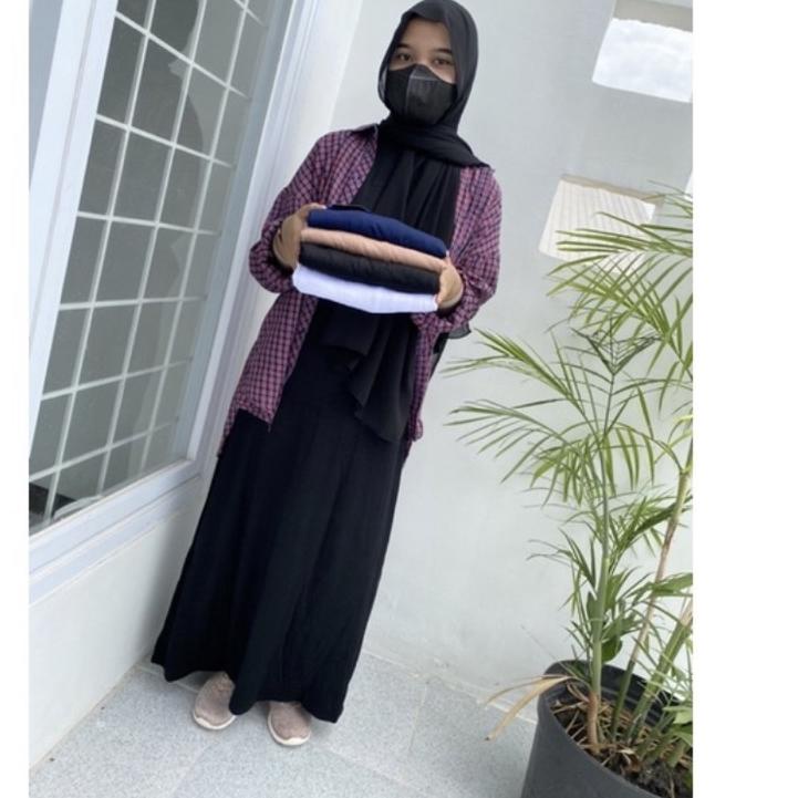 Harga TERMURAAH.. inner dress panjang bahan kaos rayon super tanpa lengan - iner gamis wanita manset