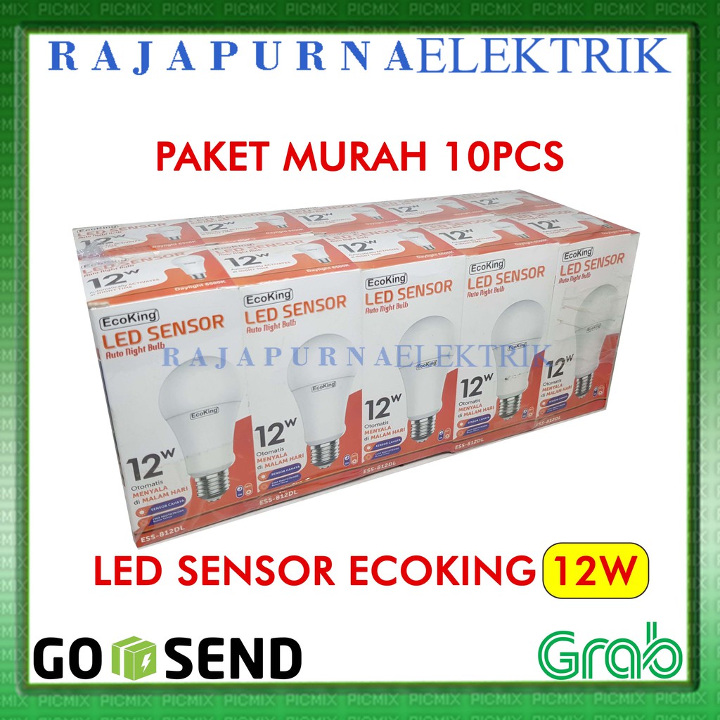 Lampu bohlam LED Sensor Cahaya 12 Watt - 12W ECOKING (PAKET 10Pcs)