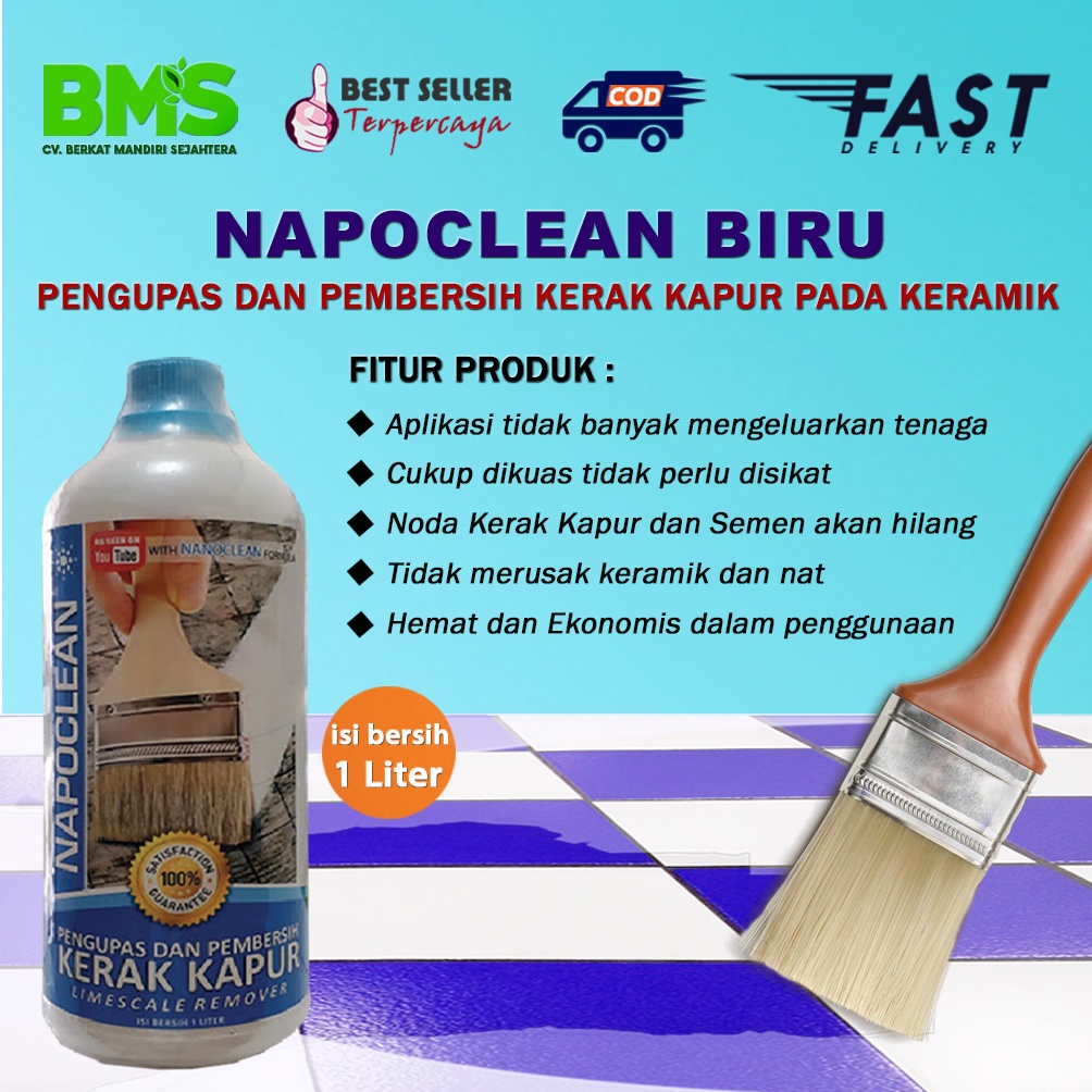 NAPOCLEAN BIRU Untuk Membersihkan Keramik Dari Noda Semen Dan Kapur