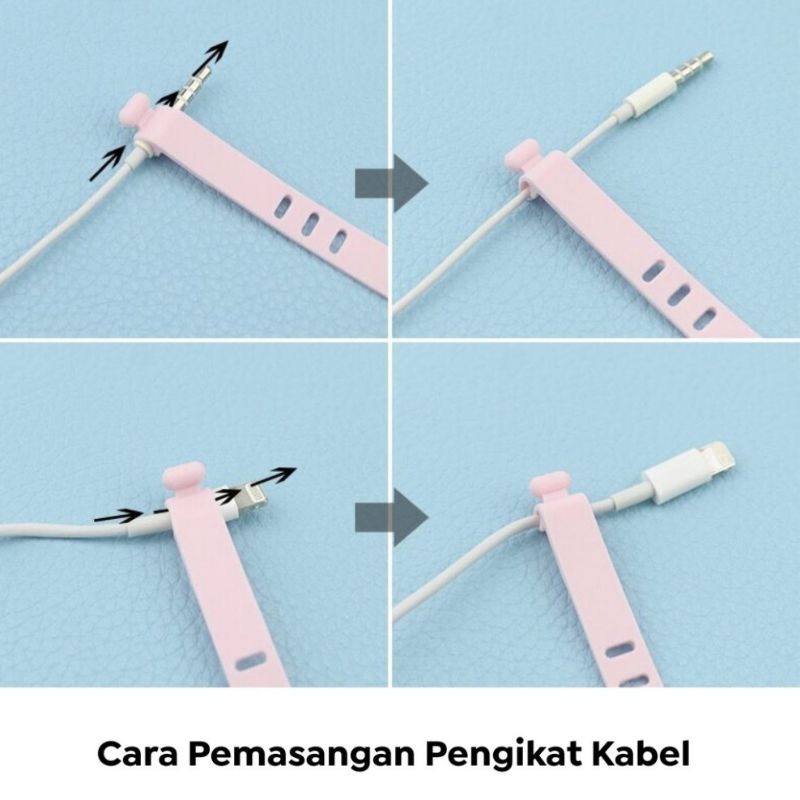 Pengikat Kabel Charger Headset Organizer Cable Clip Cord Holder Pengikat Penggulung