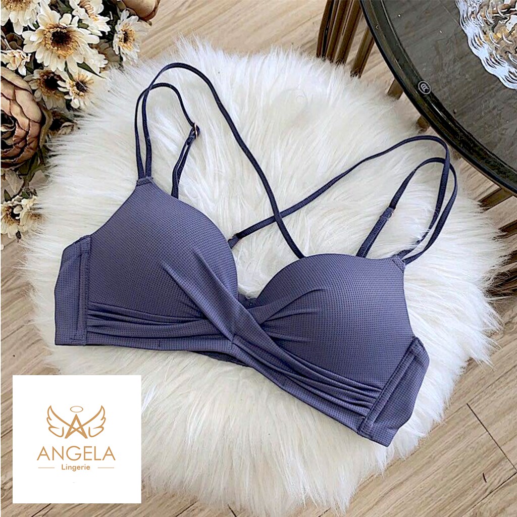 [ COD ] ANGELA Premium JAPAN Quality Seamless Sport Push Up Bra Wanita Set Tanpa Kawat Lingerie Sexy-Ungu