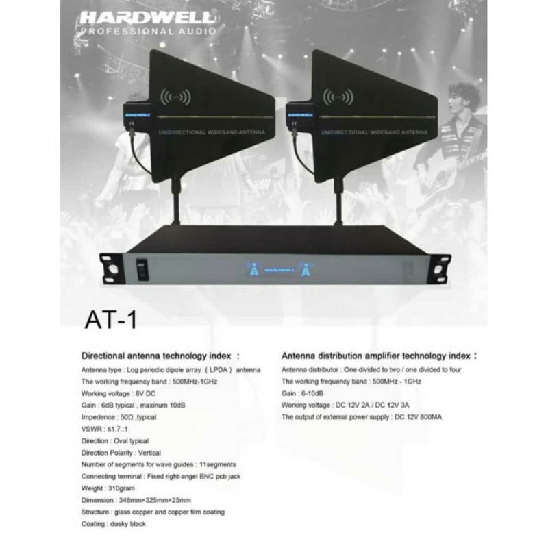 Antena distributor Hardwell mic wireless Hardwell At1 penguat sinyal mic wireless Hardwell AT1origin