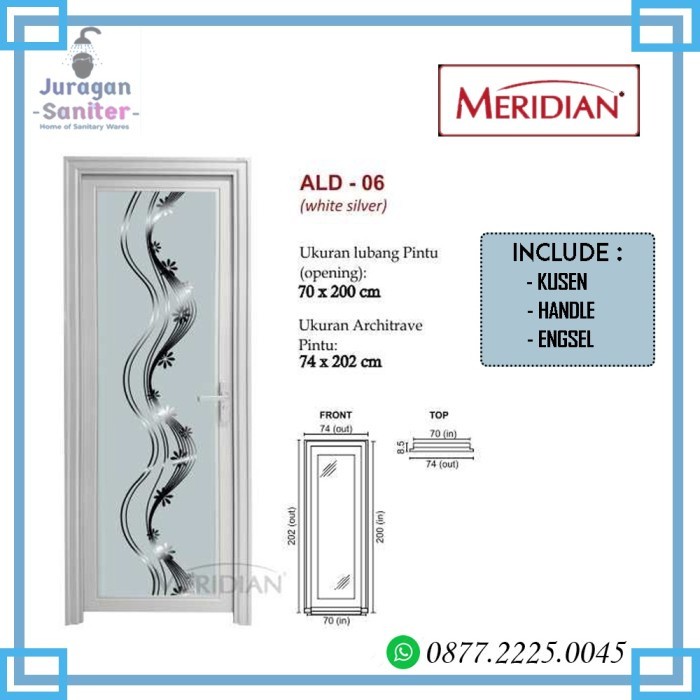 Aluminium Door Pintu kamar mandi aluminium Meridian ALD 06
