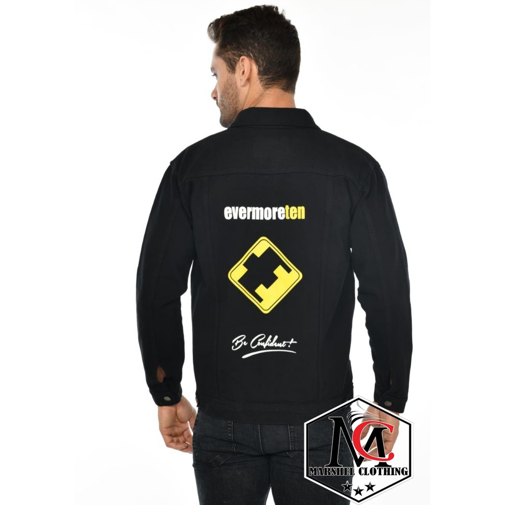 RCL - Jaket Jeans Evermore Hitam Pekat Premium Pria Sandwash Hitam Oversize - Jumbo - Big Size