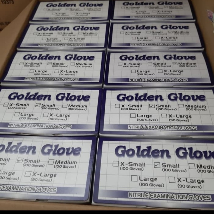 Sarung Tangan Nitril Nitril Examination Gloves Golden Gloves isi 100 Sarung Tangan Nitril