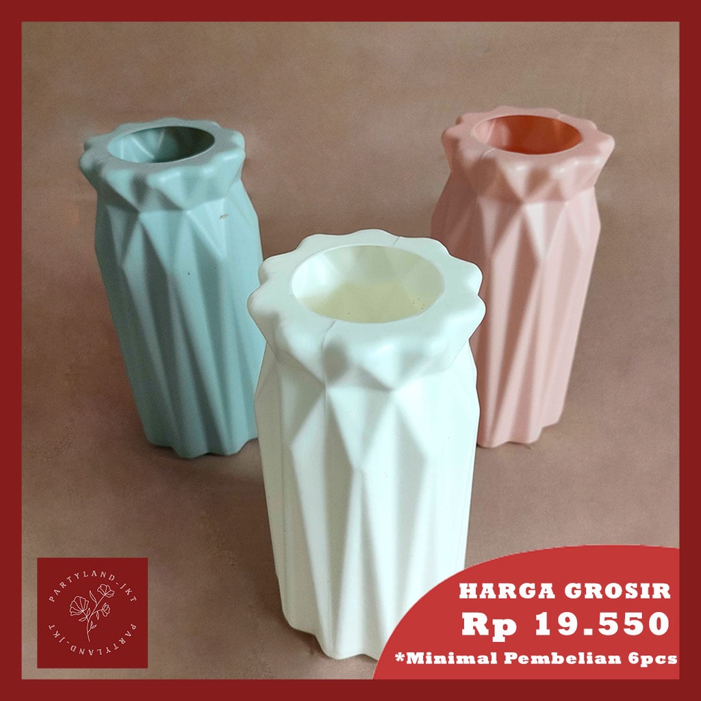 Plastic Rhombus Texture Flower Vas Bunga Plastik Buatan Dekorasi Hias