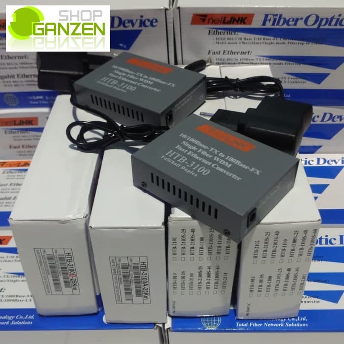 Netlink HTB-3100-A/B Media Converter Fiber Optic FO 10/100 (sepasang/2 unit)