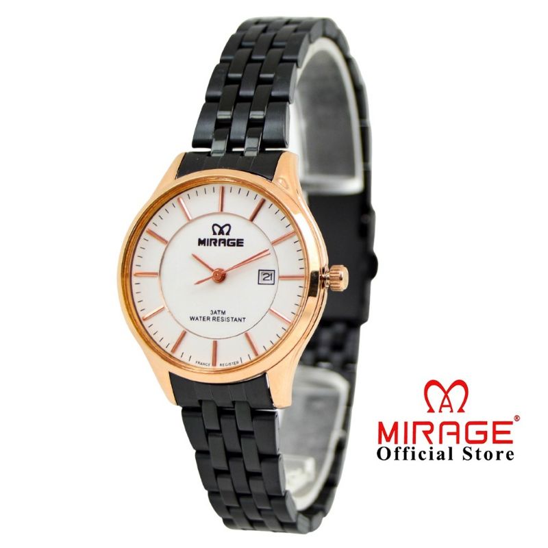 MIRAGE JAM TANGAN WANITAMIRAGE 8544L Jam Tangan Wanita mirage Full Hitam ORIGINAL WATER PROFF