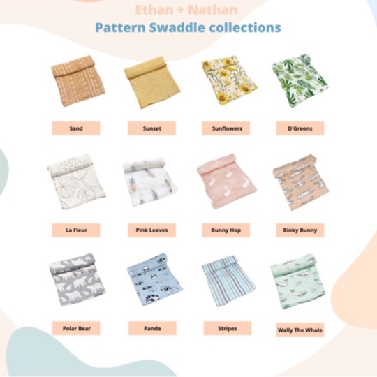 ETHAN + NATHAN Swaddle Blanket / Bedong Bayi Pattern
