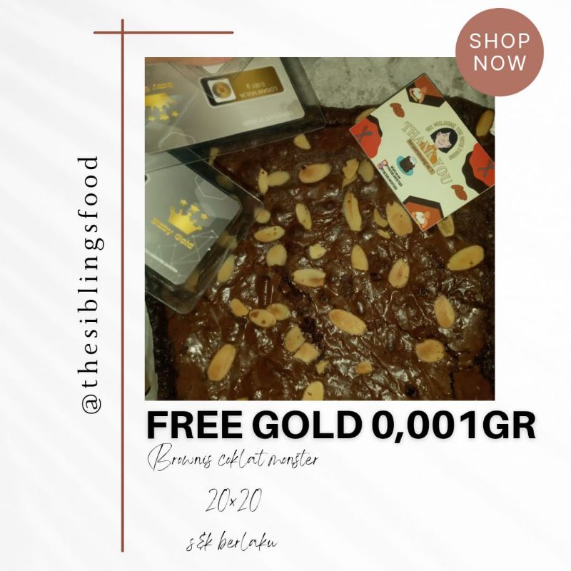 

brownis coklat monster (FREE MINI GOLD)