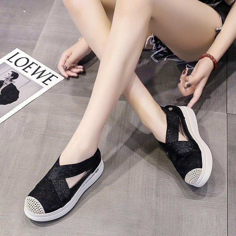 Sepatu wanita wedges brokat import fashion korea