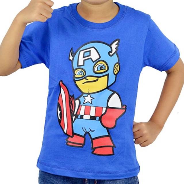 NEW CAP A BLUE KAOS  ANAK  KAOS  ANAK  SUPER HERO BAJU 