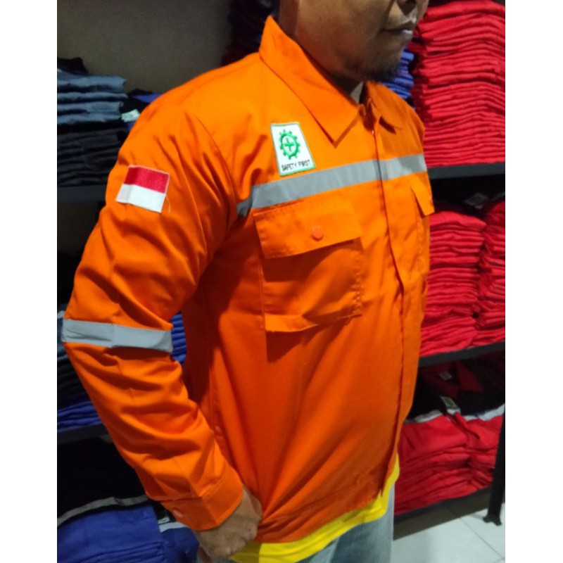 WEARPACK SAFETY / KEMEJA SAFETY / BAJU SAFETY LENGAN PANJANG / BAJU PROYEK KEREN / BAJU KERJA PRIA PROYEK / BAJU KERJA PIRA LAPANGAN / BAJU MEKANIK / BAJU WEARPACK / WERFAK PRIA KERJA / BAJU WEARPACK KERJA PROYEK / BAJU TAMBANG / OREN POLOS