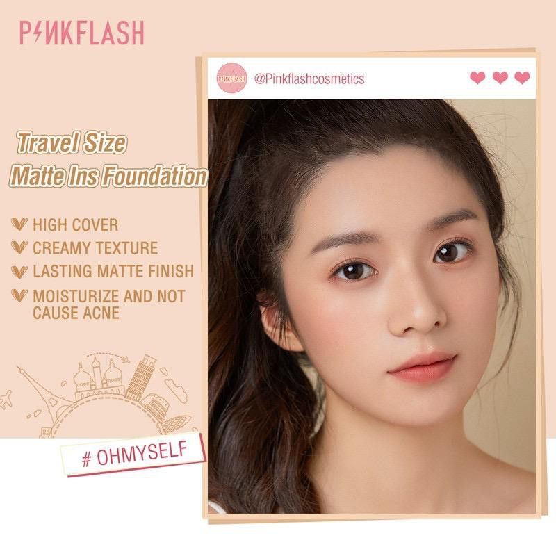 PINKFLASH Foundation Cream Matte Full Cover Tahan Air Untuk Melembabkan