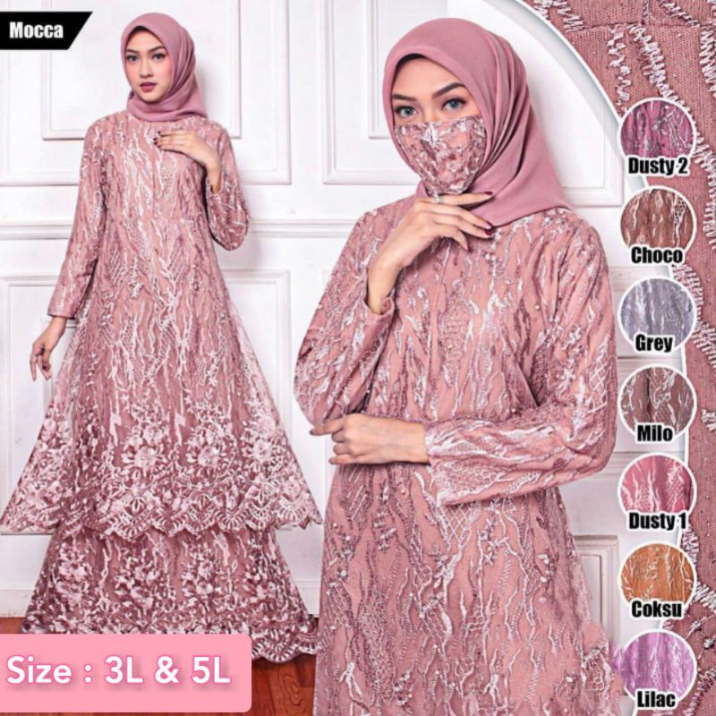 Gamis Brukat Jumbo - Gamis Brukat Malaysia - Gamis Brukat Terbaru  (FREE HIJAB)