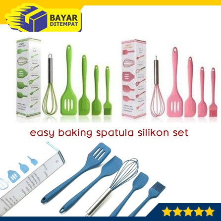 Easy Baking Spatula Silikon Set 5 in 1 Peralatan Alat Dapur Masak Cooking Props