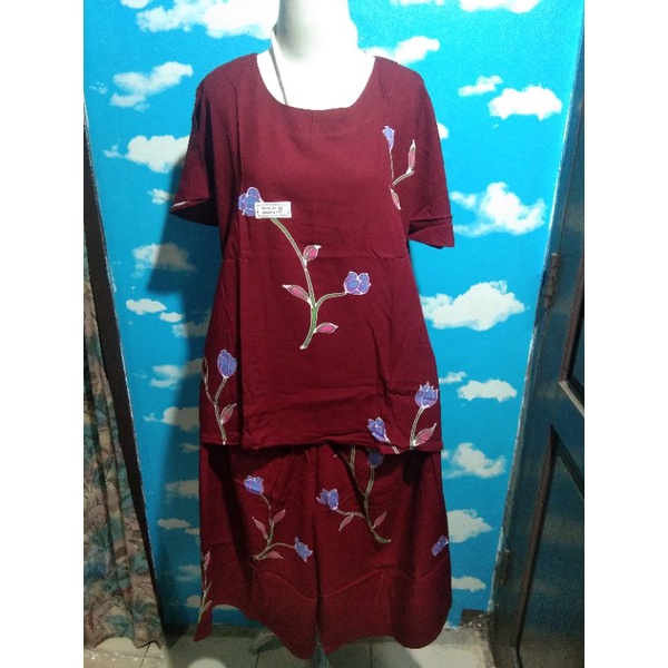 SETELAN CELANA KULOT KENCANA UNGU LABEL BIRU