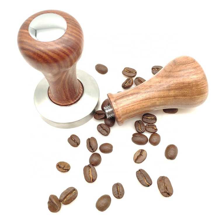Tamper Kopi Coffee Espresso Tamping Peralatan Perlengkapan Bubuk Stainless Steel Kayu Wood Flat 51mm