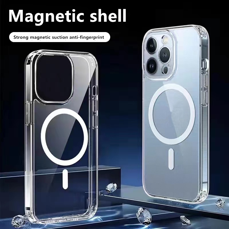 Case Bahan Akrilik Transparan Dengan Magnet Untuk Iphone 11 12 13 14 Pro Max Plus X Xs Max Xr 12 13 Mini