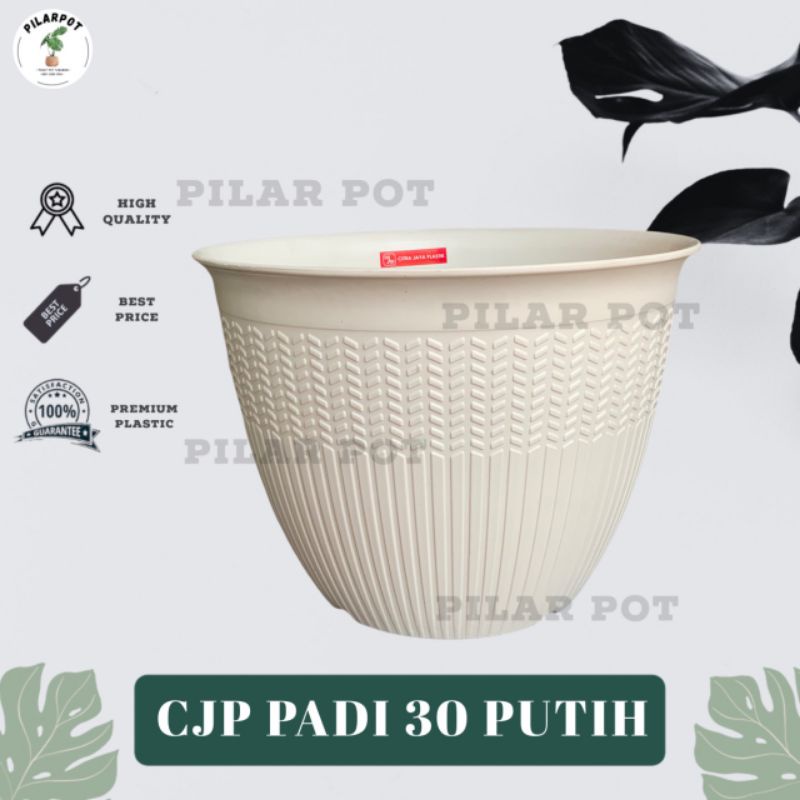 pot bunga tanaman cjp padi 30cm putih - CJP PADI 30 PUTIH 9930