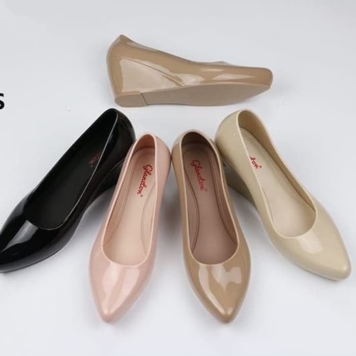 Jelly shoes merk glanzton glossy - Hitam- 36