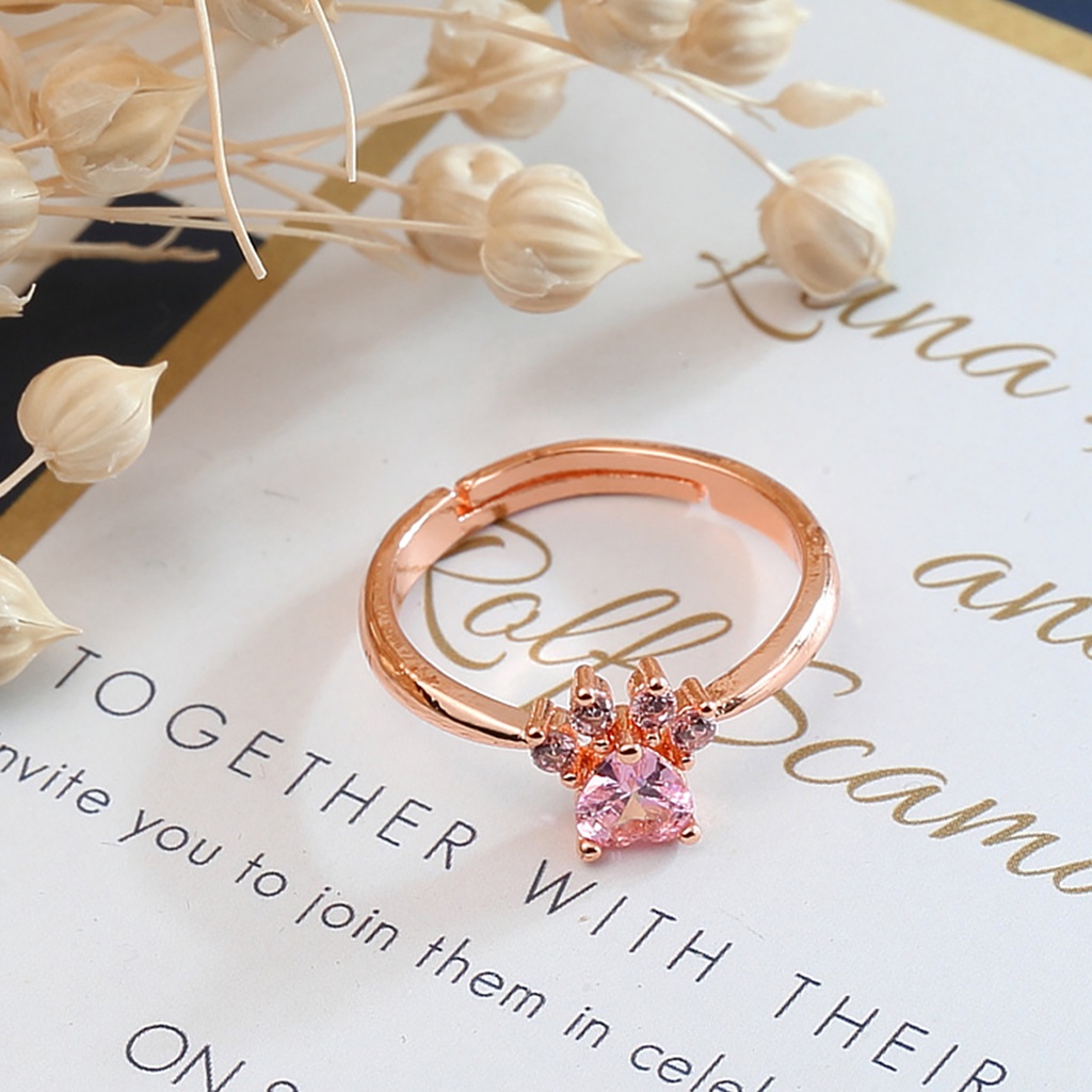 Hu Hu Hu Hu Hu Alat Bantu Pasang Kacamata♡ Cincin Wanita Model Terbuka Bahan Alloy Desain Cakar Kucing Adjustable Untuk Pesta