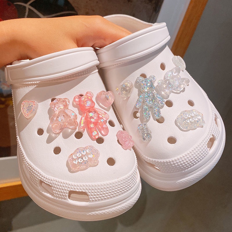 Charms Charm Kancing Crocs Jibitz Crocs Bentuk Beruang Warna Transparan Untuk Aksesoris Sepatu