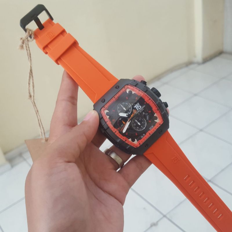 Jam T5 3856 Orange Original // T5 h 3856 G ORI // jam cowok t5 h3856