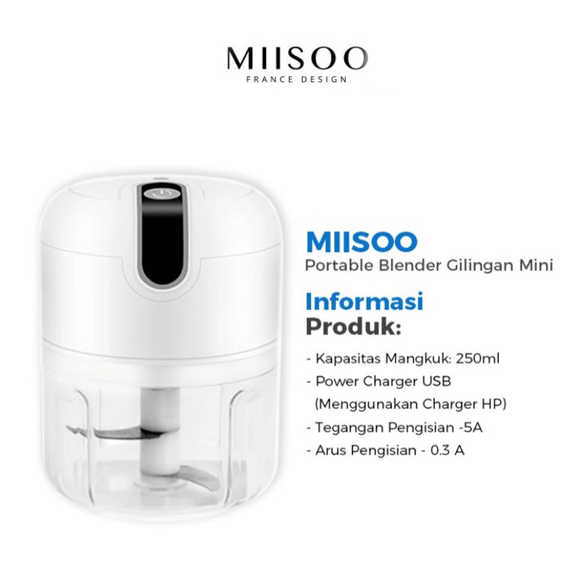 MIISOO Blender Portable Gilingan Mini Bumbu dan Daging dengan USB