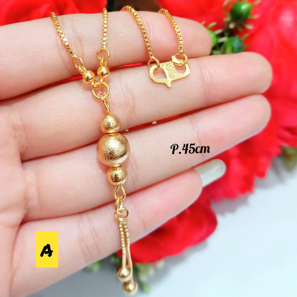 TITANIUM Kalung Koye permata bola bola polos Jurai Gold anti karat New varian