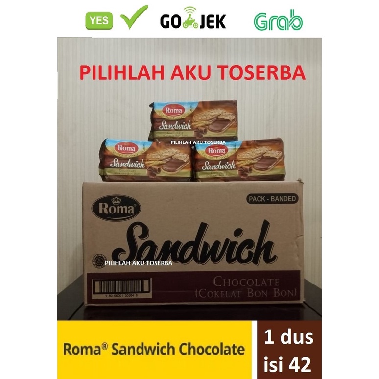 ROMA SANDWICH CHOCOLATE 189 gr - ( HARGA 1 DUS ISI 42 PACK ) - (GRAB / GOJEK / SHOPEE)