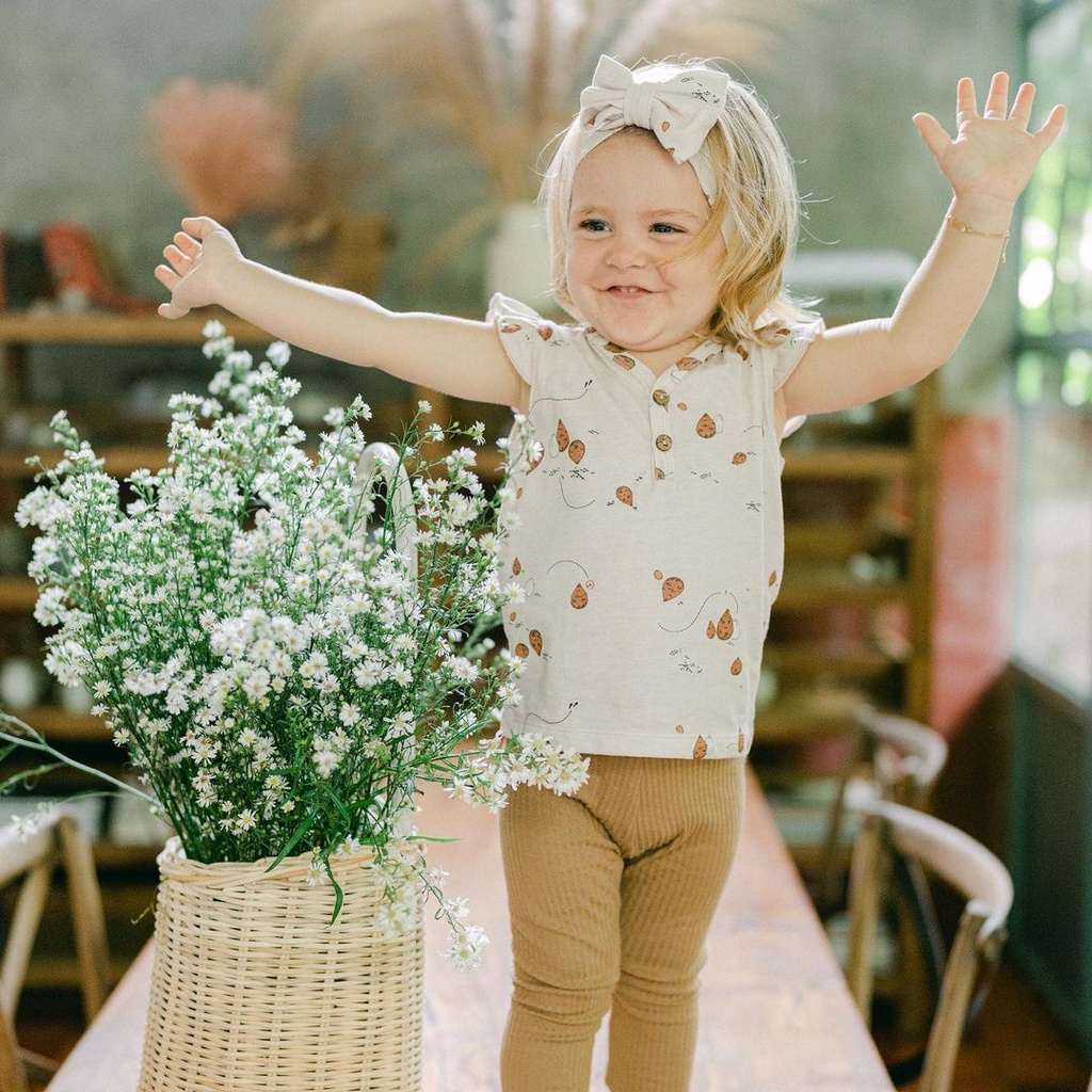 Bohopanna Ruffle Top Print  - Atasan Renda Anak Perempuan 0-6, 6-12 bulan, 1, 2 tahun Boho Baby Bohobaby